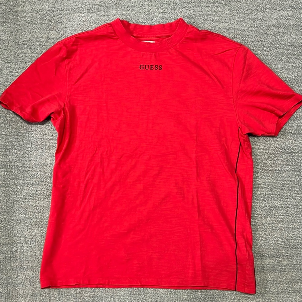 Guess logo red Tshirt in size S